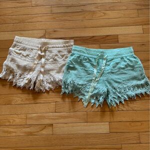 Lace shorts in size Small.  Mint and natural
